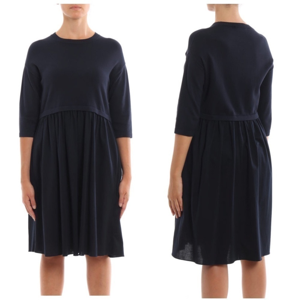 Weekend Max Mara Mincio Gathered-Waist Sweater Dress Black SzXL
